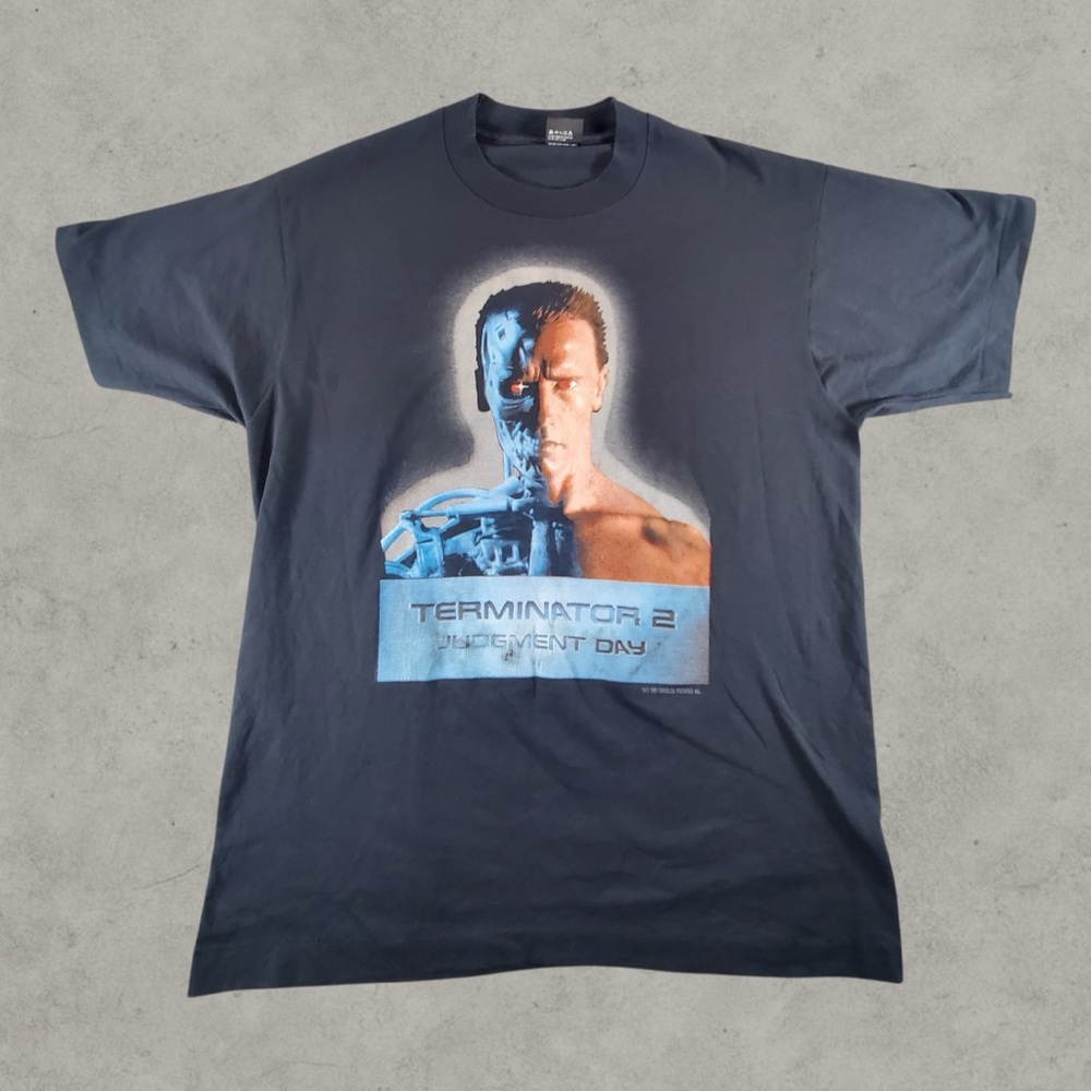 Vintage Terminator 2 Judgement Day Shirt Mens XL Black 1991 90s Single‎ Stitch